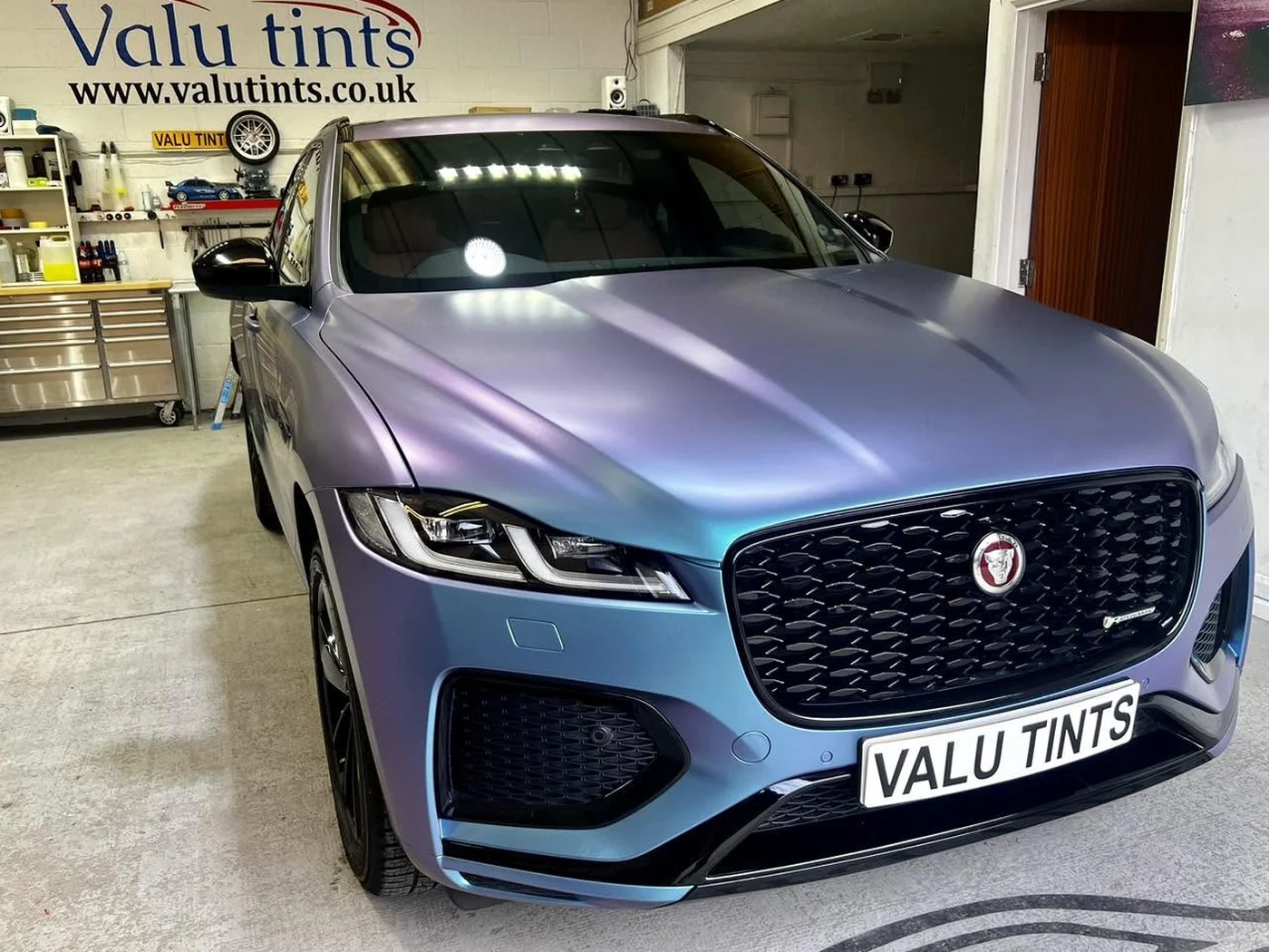 Colour-shift Jaguar wrapped by Valu Tints